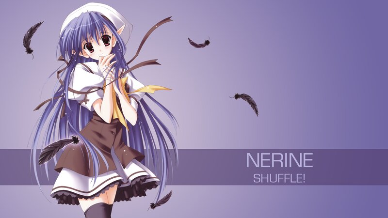 Anime Girl with Purple Hair — Calm, Feathers