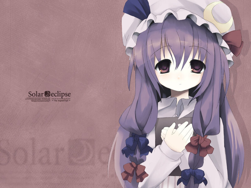 Anime Girl with Purple Hair — Calm, Hat, Bows