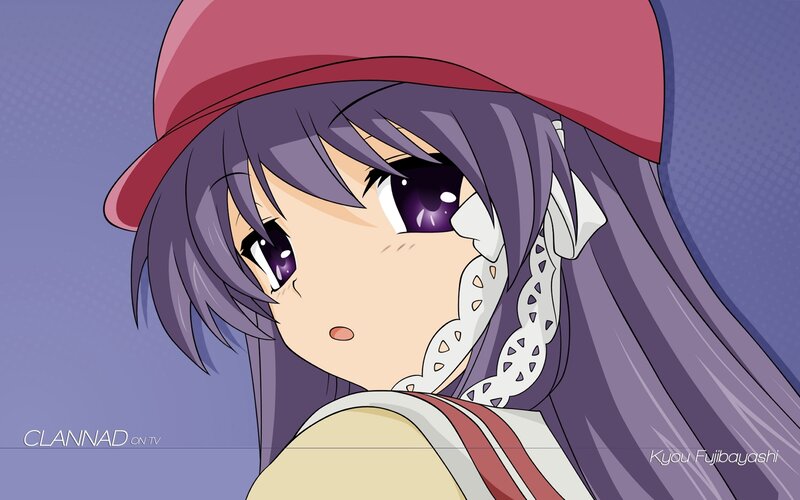 Anime Girl with Purple Hair — Calm, Hat, Ribbon
