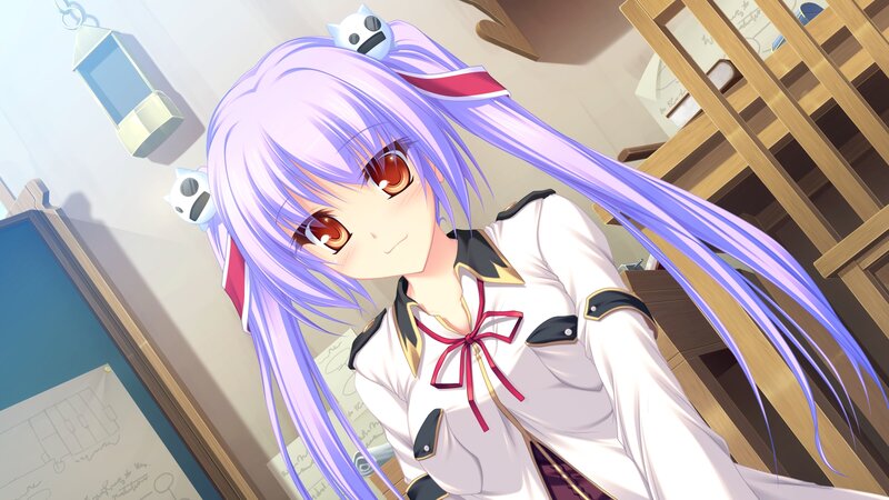 Anime Girl with Purple Hair — Calm, Long Hair, Red Eyes