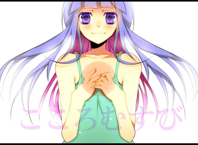 Anime Girl with Purple Hair — Calm, Purple Eyes
