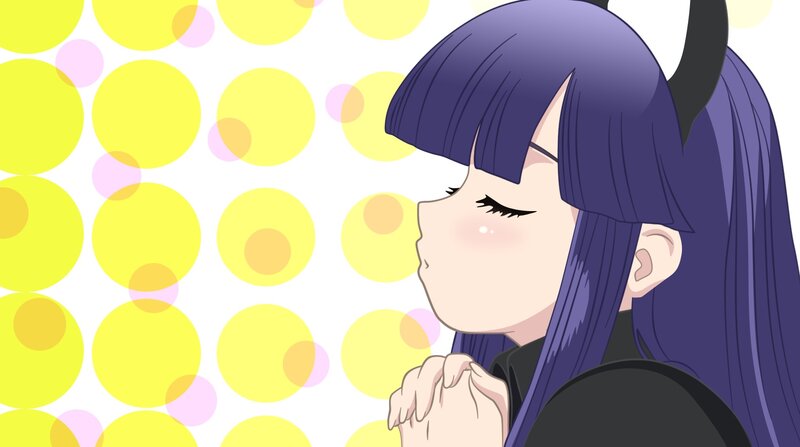 Anime Girl with Purple Hair — Calm, Purple Hair, Black Horns