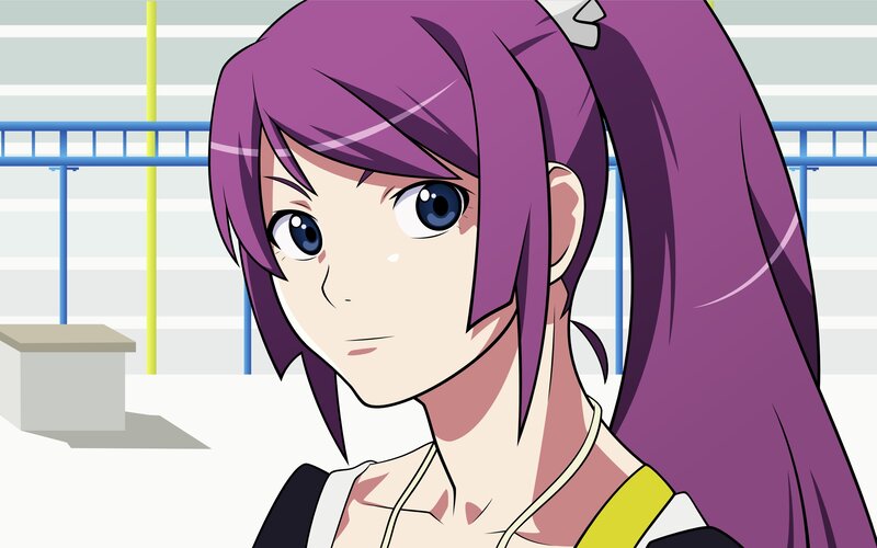 Anime Girl with Purple Hair — Calm, School