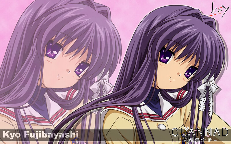 Anime Girl with Purple Hair — Calm, School Uniform, Purple Eyes
