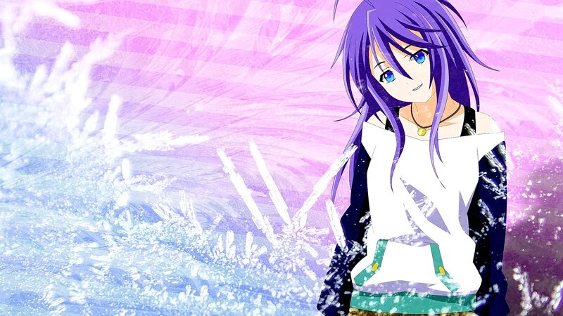 Anime Girl with Purple Hair — Calm, Snow