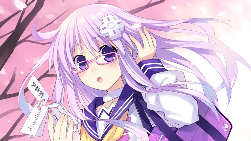 Anime Girl with Purple Hair — Calm, Spring, Glasses