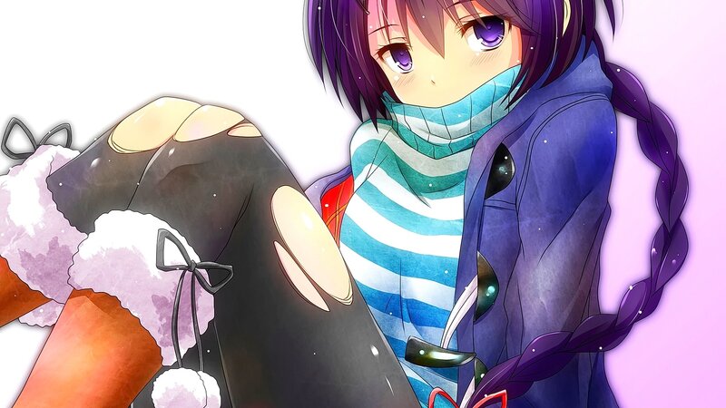Anime Girl with Purple Hair — Calm, Winter, Scarf