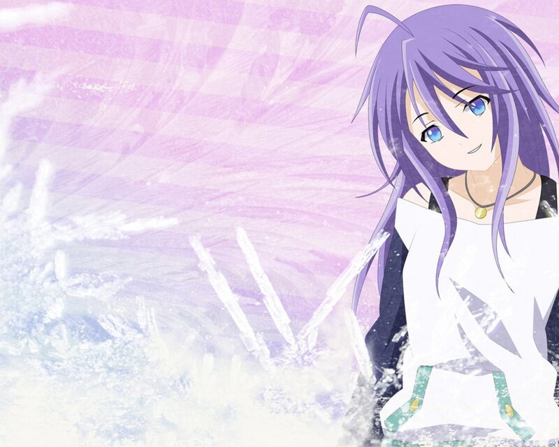 Anime Girl with Purple Hair — Calm, Winter, Snow