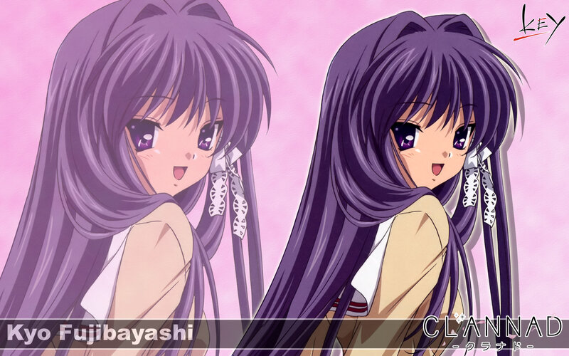 Anime Girl with Purple Hair — Cheerful, School Uniform, Long Hair