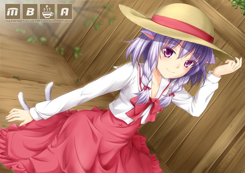 Anime Girl with Purple Hair — Cheerful, Summer