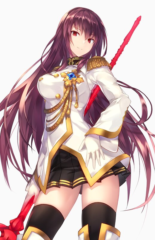 Anime Girl with Purple Hair — Confident, Sword