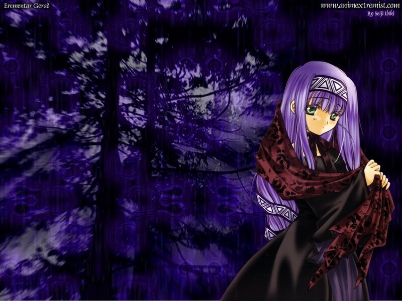 Anime Girl with Purple Hair — Dark, Mysterious