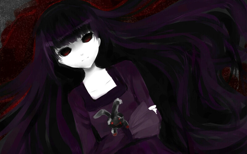 Anime Girl with Purple Hair — Dark