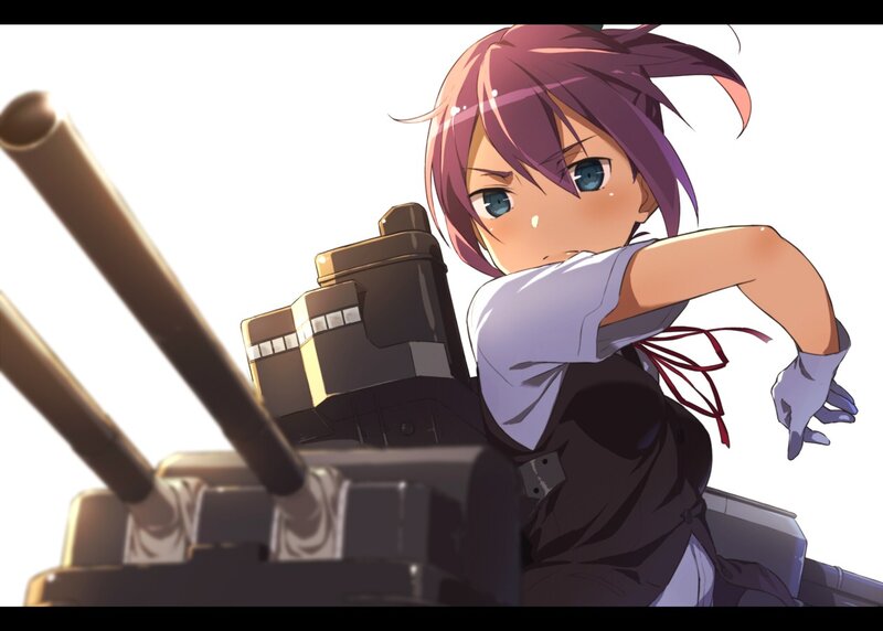 Anime Girl with Purple Hair — Determined, Ship Gun