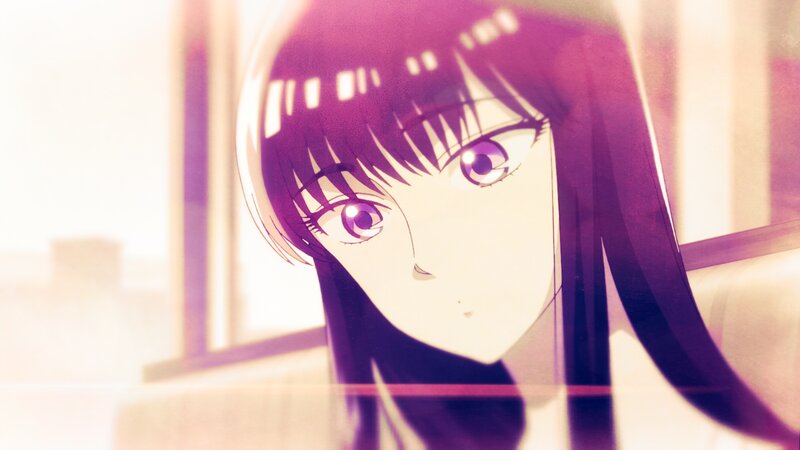 Anime Girl with Purple Hair — Dramatic, Afternoon, Window, Eyes