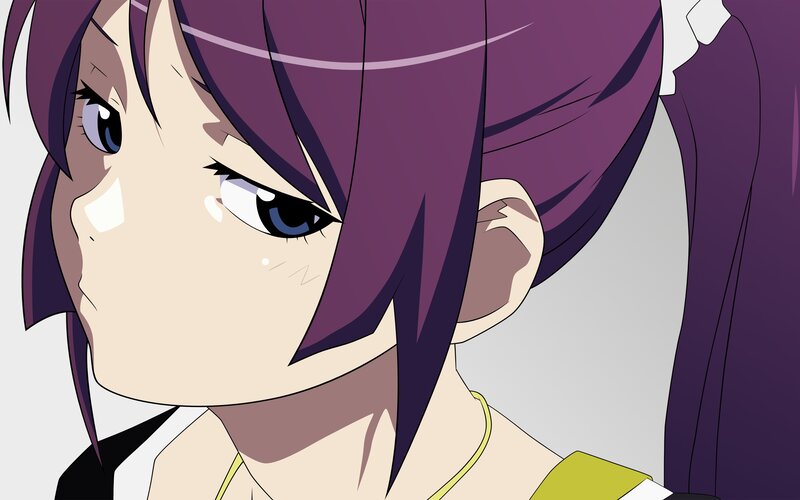 Anime Girl with Purple Hair — Dramatic, Blue Eyes, Necklace