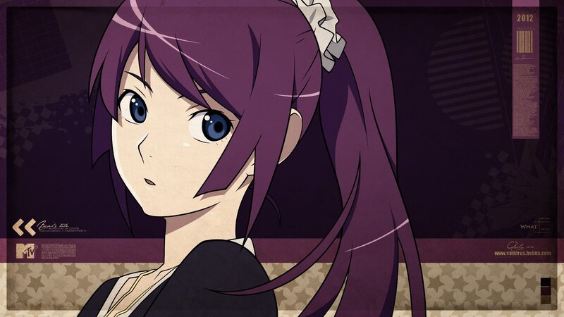 Anime Girl with Purple Hair — Dramatic, Blue Eyes, School Uniform