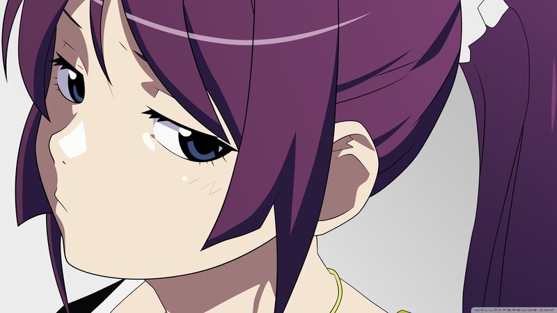 Anime Girl with Purple Hair — Dramatic, Blue Eyes