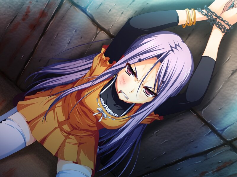 Anime Girl with Purple Hair — Dramatic, Chains