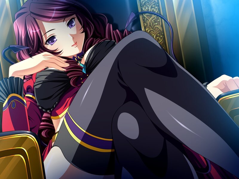 Anime Girl with Purple Hair — Dramatic, Chair