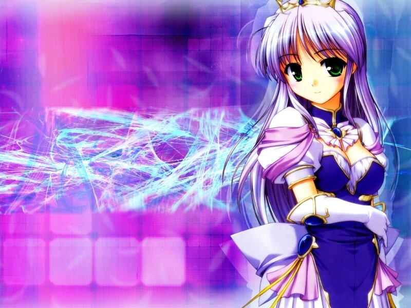 Anime Girl with Purple Hair — Dramatic, Crown