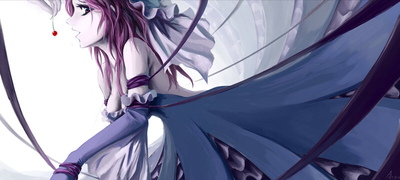 Anime Girl with Purple Hair — Dramatic, Digital Art, Cherry