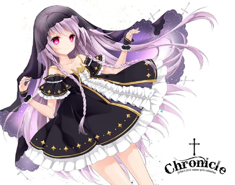 Anime Girl with Purple Hair — Dramatic, Digital Art, Dress