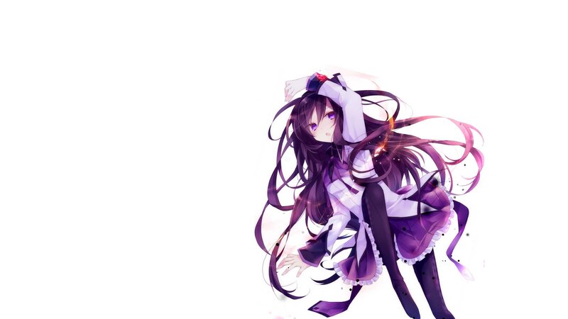 Anime Girl with Purple Hair — Dramatic, Digital Art, Long Hair, Purple Dress