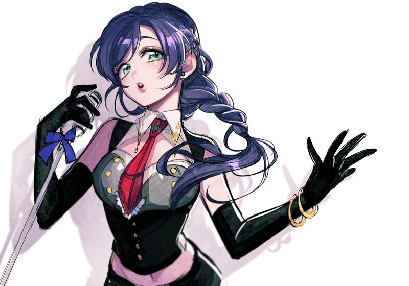 Anime Girl with Purple Hair — Dramatic, Digital Art, Microphone