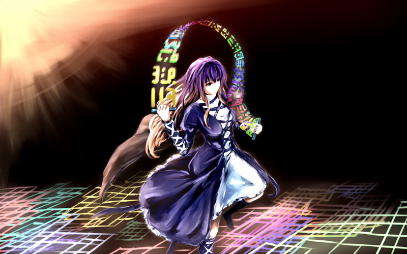 Anime Girl with Purple Hair — Dramatic, Digital Art, Sword