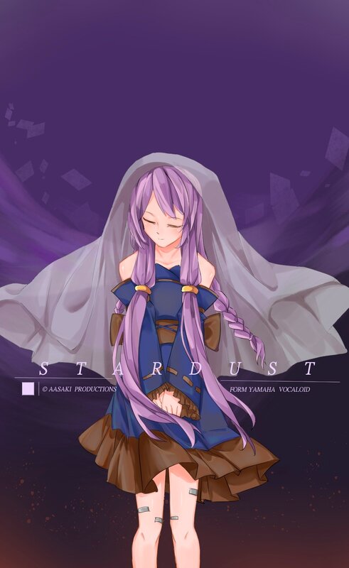 Anime Girl with Purple Hair — Dramatic, Digital Art, Veil