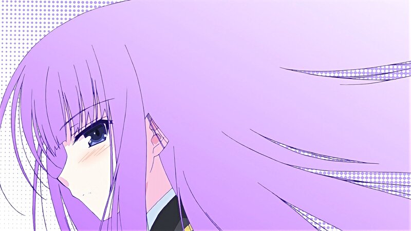 Anime Girl with Purple Hair — Dramatic, Eye