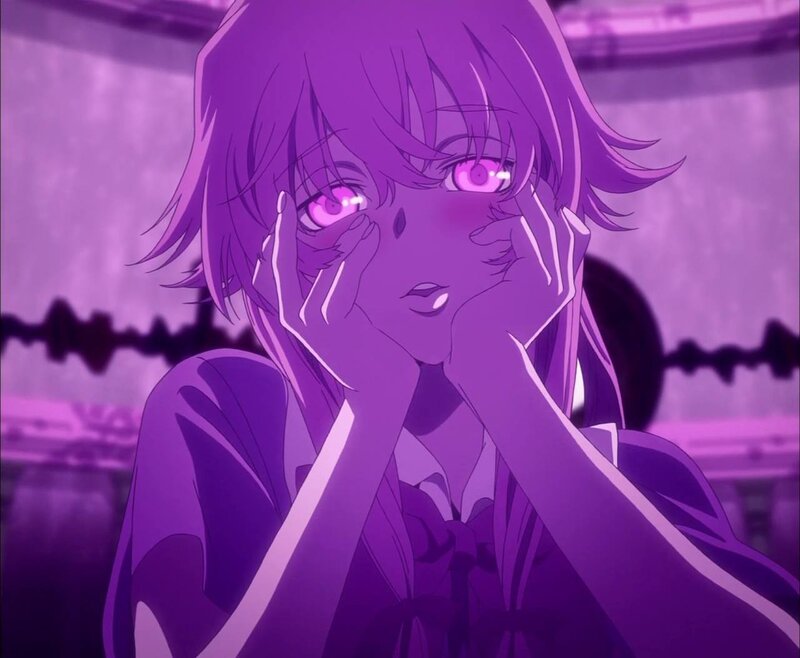 Anime Girl with Purple Hair — Dramatic, Hands