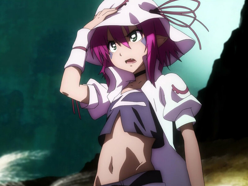 Anime Girl with Purple Hair — Dramatic, Hat, Ocean