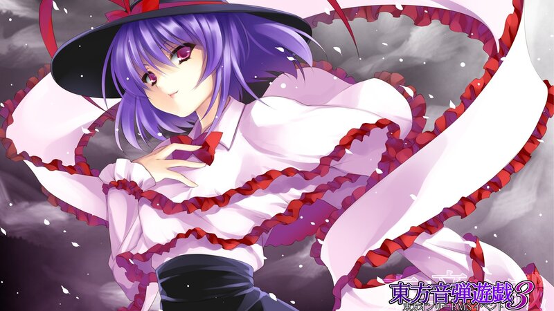 Anime Girl with Purple Hair — Dramatic, Hat, Ruffles