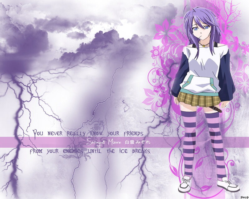 Anime Girl with Purple Hair — Dramatic, Lightning
