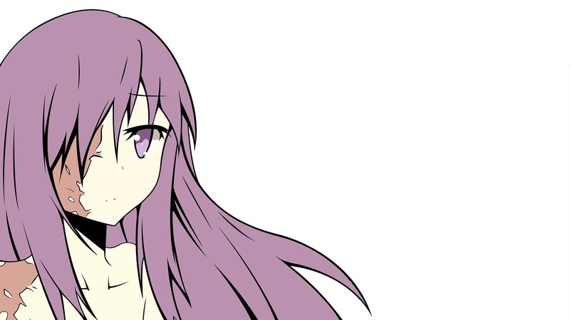 Anime Girl with Purple Hair — Dramatic, Manga, Purple Hair, Injured Face