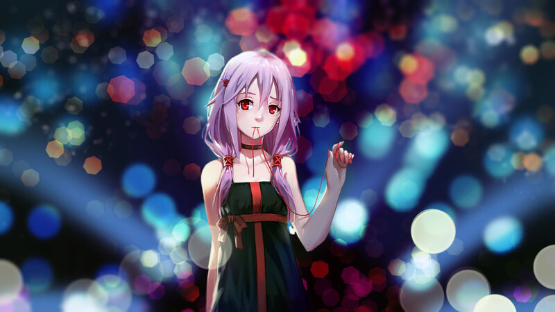 Anime Girl with Purple Hair — Dramatic, Night, Digital Art, Red Eyes