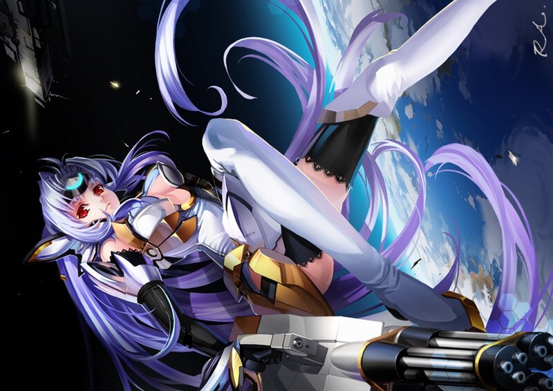 Anime Girl with Purple Hair — Dramatic, Night, Digital Art, Space