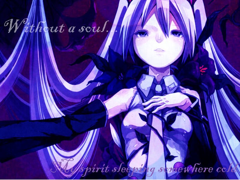 Anime Girl with Purple Hair — Dramatic, Night, Digital Art, Text