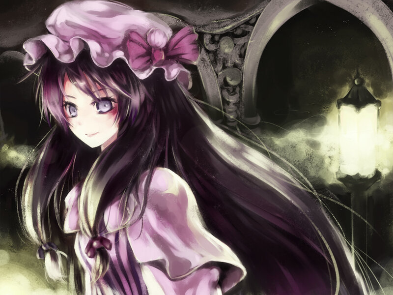 Anime Girl with Purple Hair — Dramatic, Night, Digital Art