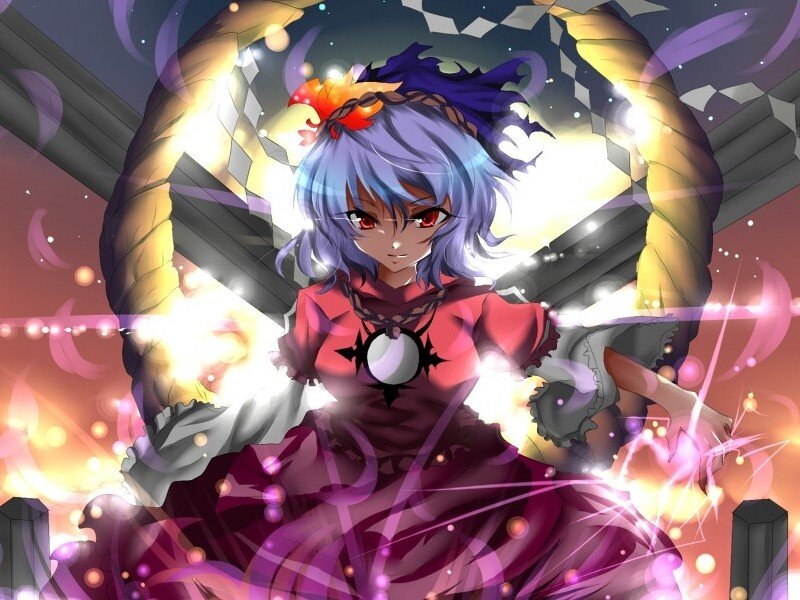 Anime Girl with Purple Hair — Dramatic, Night, Magic Circle