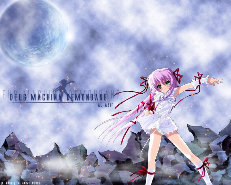 Anime Girl with Purple Hair — Dramatic, Night, Moon, Rocks