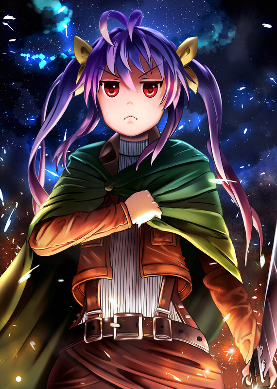 Anime Girl with Purple Hair — Dramatic, Night, Red Eyes