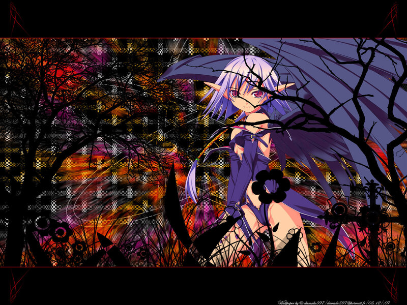 Anime Girl with Purple Hair — Dramatic, Night, Umbrella