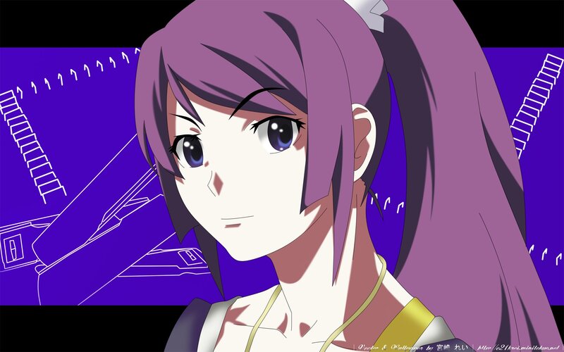 Anime Girl with Purple Hair — Dramatic, Purple Background