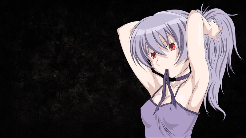 Anime Girl with Purple Hair — Dramatic, Red Eyes, Purple Dress