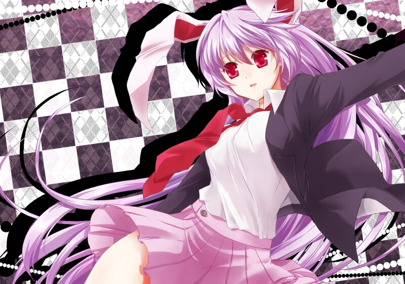 Anime Girl with Purple Hair — Dramatic, Red Eyes