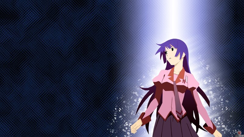 Anime Girl with Purple Hair — Dramatic, School Uniform, Light Beam