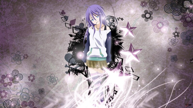 Anime Girl with Purple Hair — Dramatic, Stars